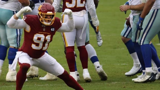 Ryan Kerrigan Sack Celly © Geoff Burke  2020 Oct 25